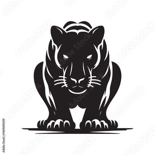 Elegant and agile crouching panther silhouette for capturing the essence of stealth – crouching panther vector – crouching panther illustration – silhouette of crouching panther

