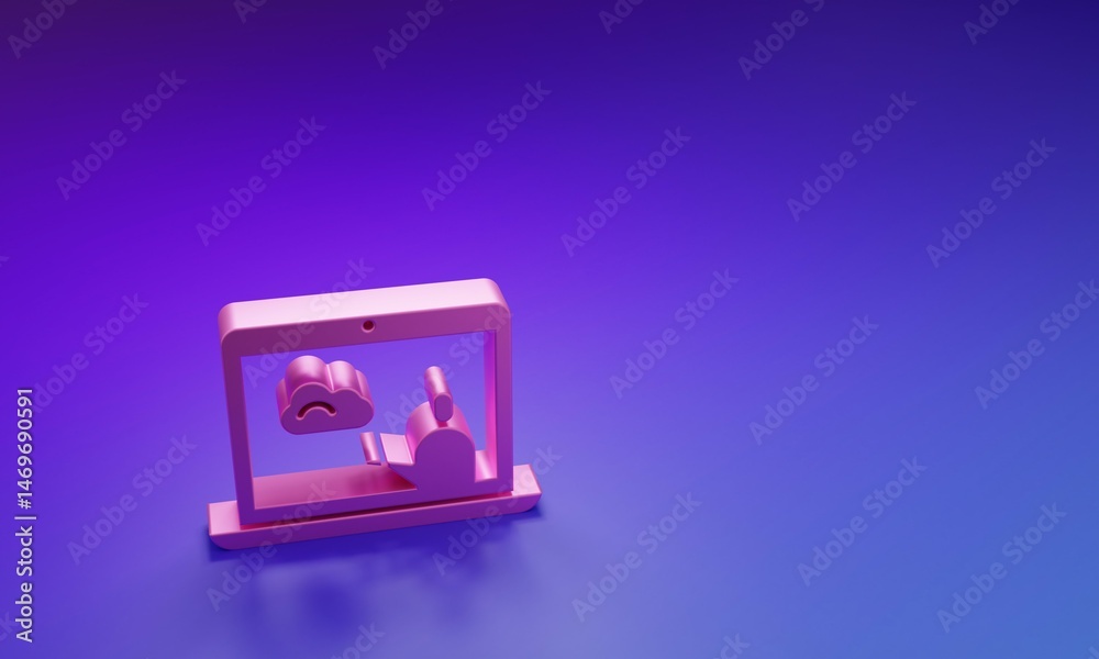 Pink Weather forecast icon isolated on purple-blue background. Minimalism concept. 3D render illustration Pink Weather forecast icon isolated on purple-blue background. Minimalism concept. 3D render illustration