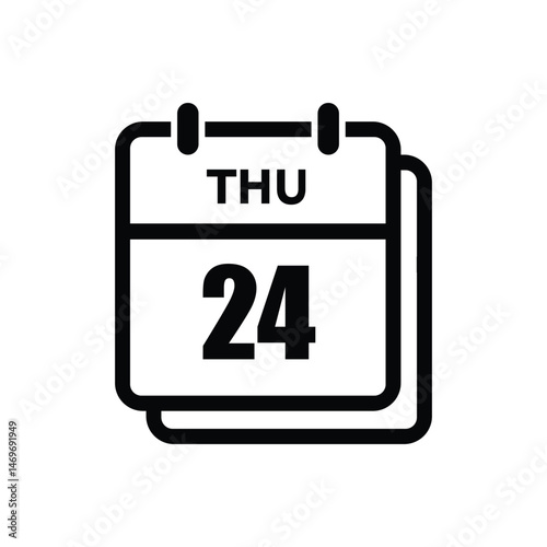 24 thursday icon with white background, calender icon