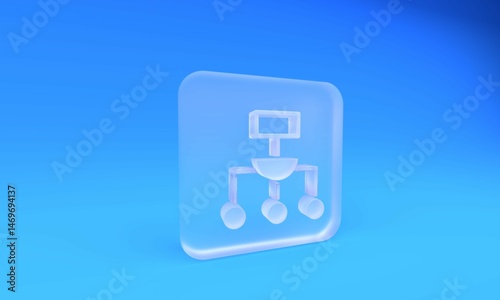Frosted glass Algorithm icon isolated on blue background. Algorithm symbol design from Artificial Intelligence collection. Square frosted glass button. 3D render illustration