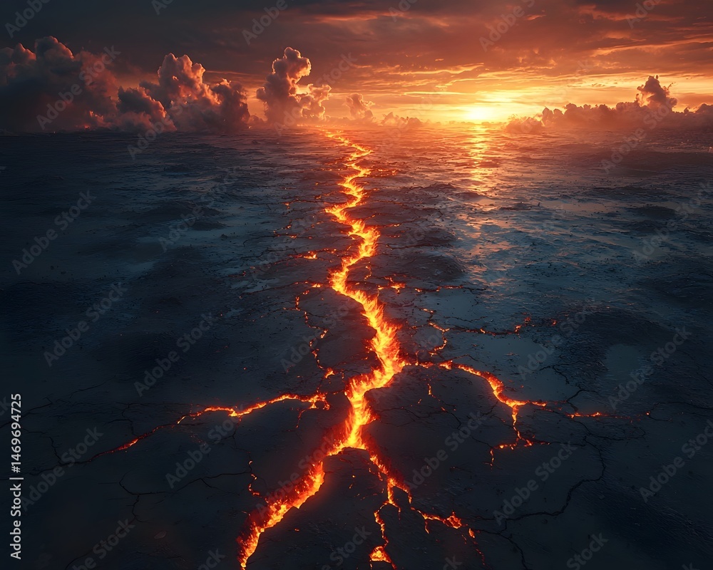 Dramatic sunset over the ocean