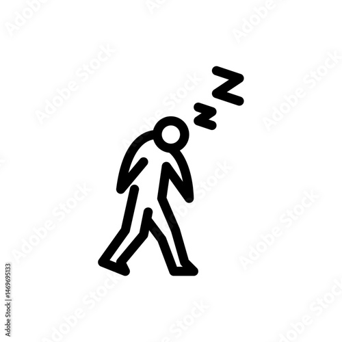 sleepy outline icon. sleepy person walking line art illustration.