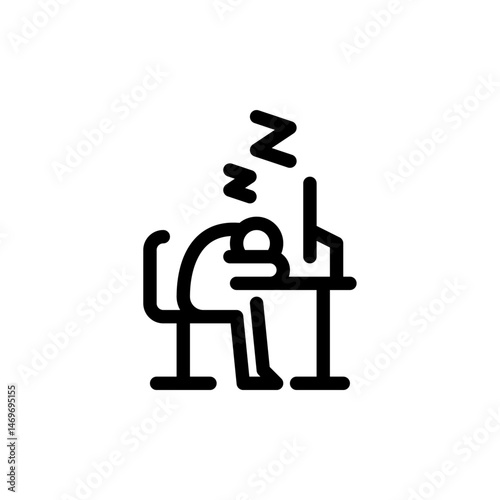 napping at work outline icon. figure sleeping at work line art illustration.