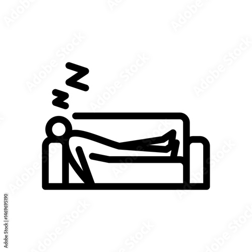 sleeping on sofa outline icon. figure sleeping on sofa line art illustration.
