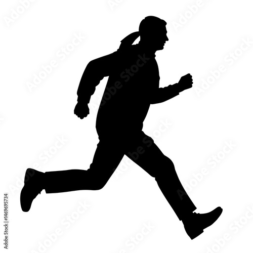 Emergency Doctor Running with Defibrillator Silhouette on White Background, Healthcare and Urgency Concept