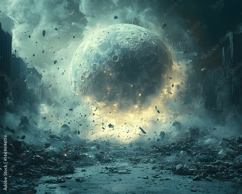 Lunar collision shatters the earth