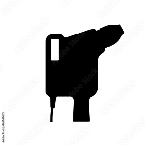 Silhouette of Digital Otoscope with USB Connector on White Background, Medical Device Concept