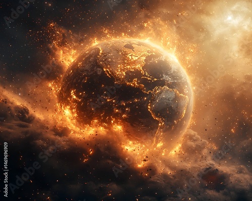 Catastrophic fracturing of a planet in space