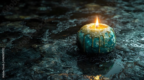 Obraz na płótnie The Earth s Melting Candle in the Void of Darkness w salonie