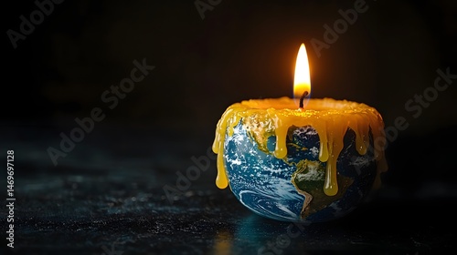 Obraz na płótnie The Earth as a Melting Candle in a Void of Darkness w salonie