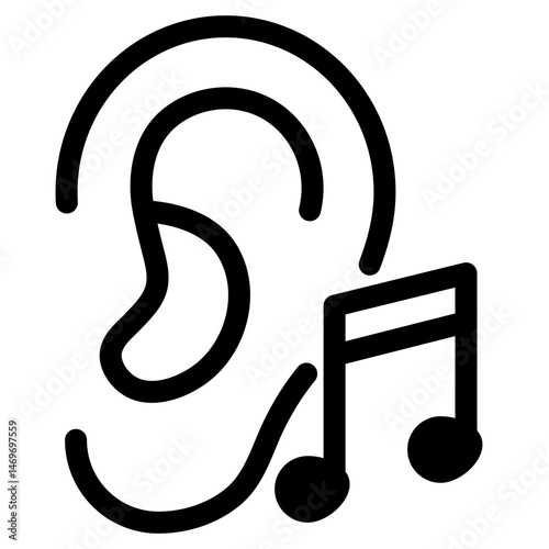 Illustration showing a black ear icon on a white background
