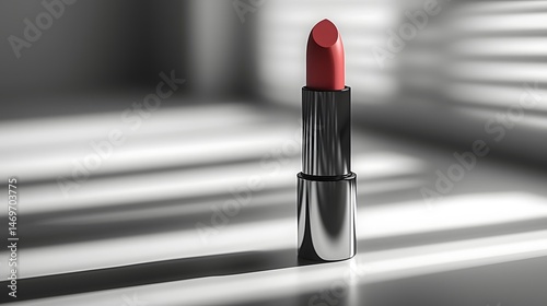 Obraz na płótnie Minimalist red lipstick tube on a clean white background w salonie
