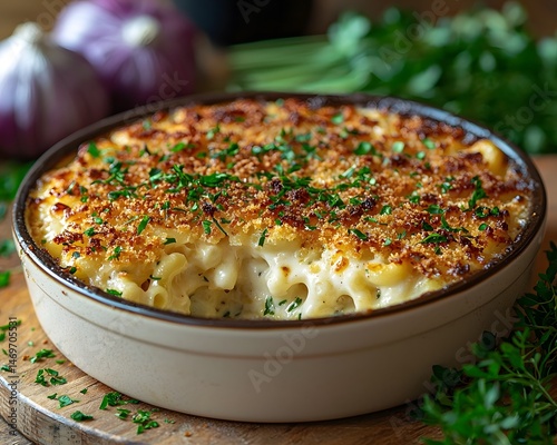 Obraz na płótnie Baked and Cheese Casserole with Crispy Topping w salonie