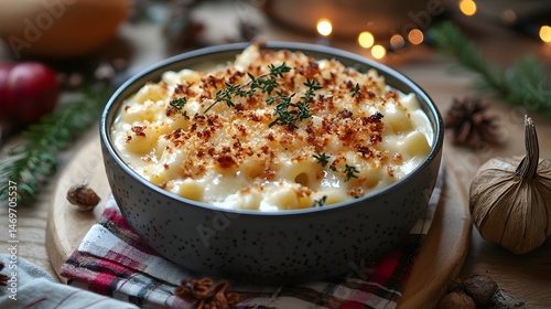 Obraz na płótnie Comforting and Cheese with Crispy Breadcrumb Topping w salonie