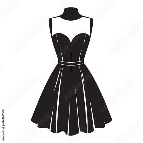 Timeless A-line dress silhouette perfect for upscale event fashion – A-line dress vector – A-line dress illustration – ladies dress silhouette – silhouette of A-line dress

