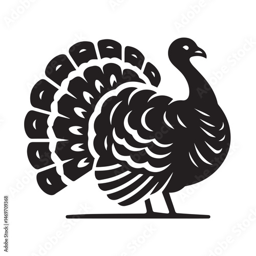 black and white vector illustration of a turkey