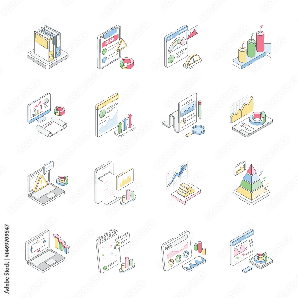 Get isometric collection of business planning icons, easy to edit Get isometric collection of business planning icons, easy to edit