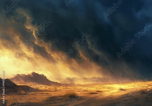 Stormy sky with a large cloud in the middle. The sky is dark and the clouds are heavy with rain