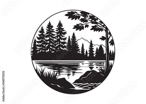 Lake Silhouette Vector