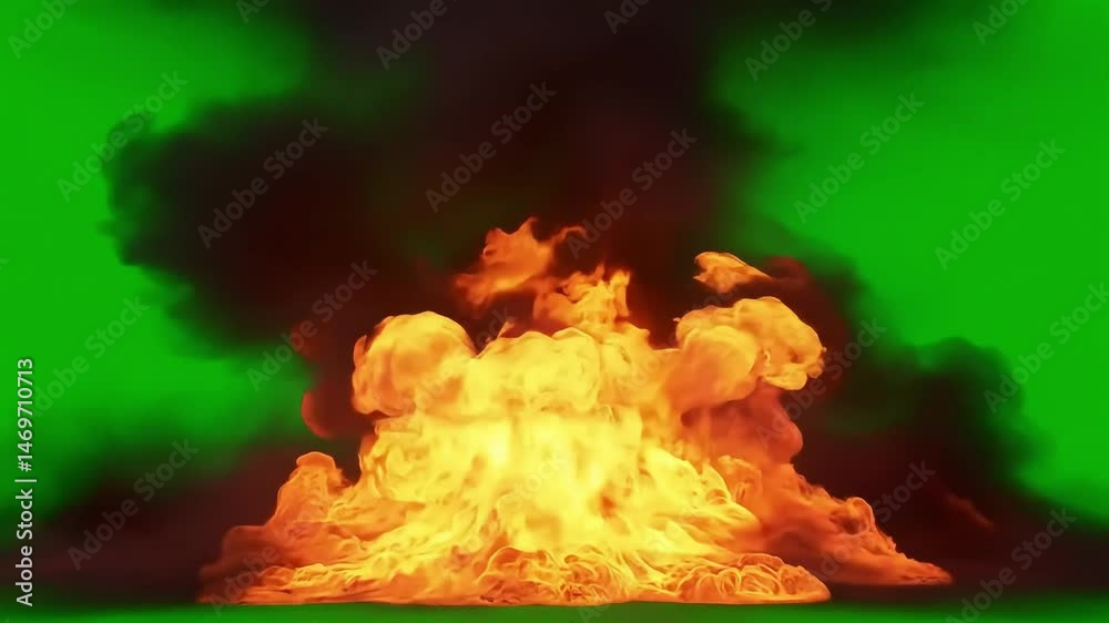 Exploding Fireball Growing on Green Screen Visual Effect