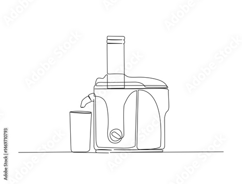 Blender or juicer machine in single line draw illustration. Continuous one line drawing of juicer machine. Editable stroke.