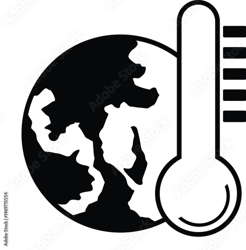 Global Warming Icon. global warming silhouette vector icon isolated on white background. globe with thermometer icon for web, mobile apps, ui design.