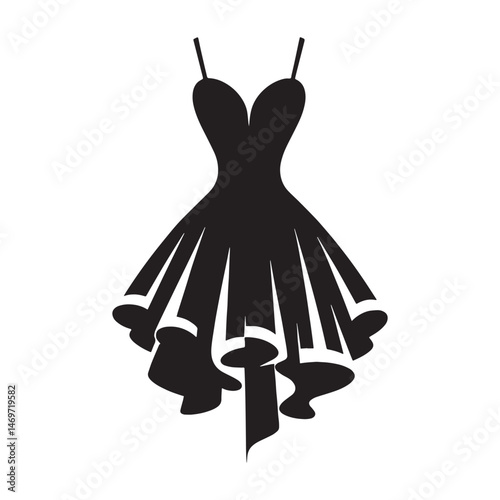 Sophisticated cocktail dress silhouette perfect for chic fashion collections – cocktail dress vector – cocktail dress illustration – ladies dress silhouette – silhouette of cocktail dress

