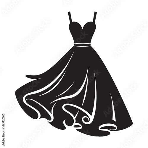 Glamorous cocktail dress silhouette for upscale fashion branding – cocktail dress vector – cocktail dress illustration – ladies dress silhouette – silhouette of cocktail dress

