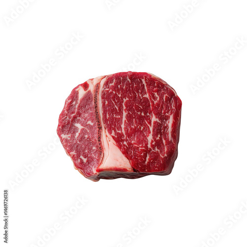 Raw ribeye steak cut isolated on transparent background
