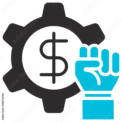 Economic Reform Glyph Blue Grey Icon