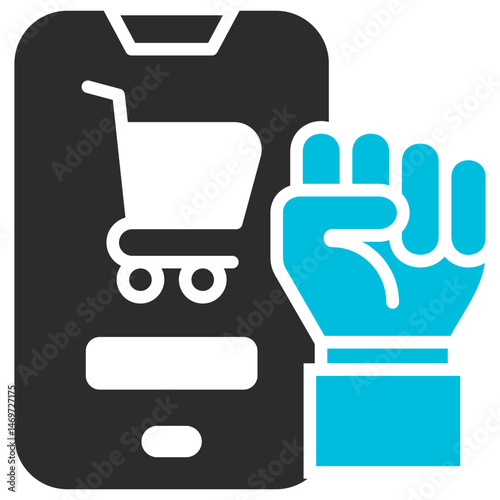 Purchasing Power Glyph Blue Grey Icon