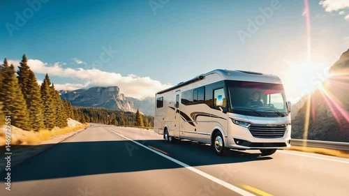 Recreational vehicle on scenic road