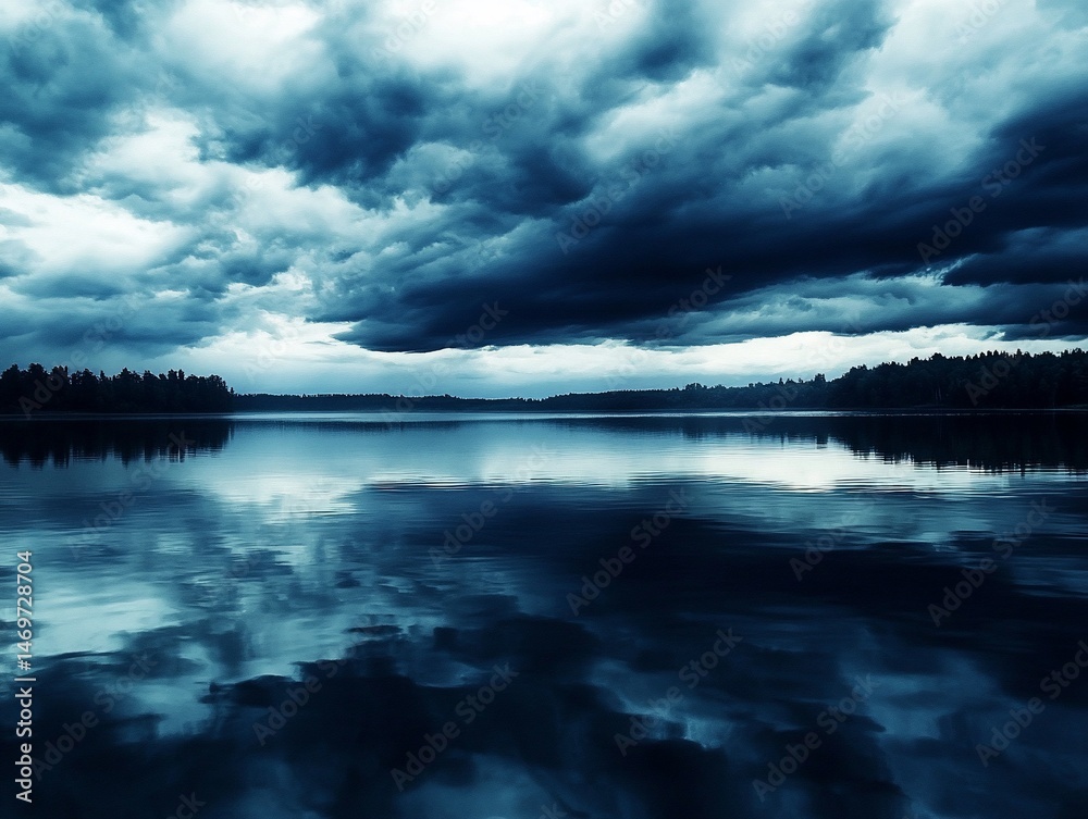 Fototapeta premium Stormy lake landscape