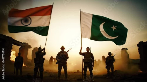 India and Pakistan: Flags, Soldiers, and Tensions