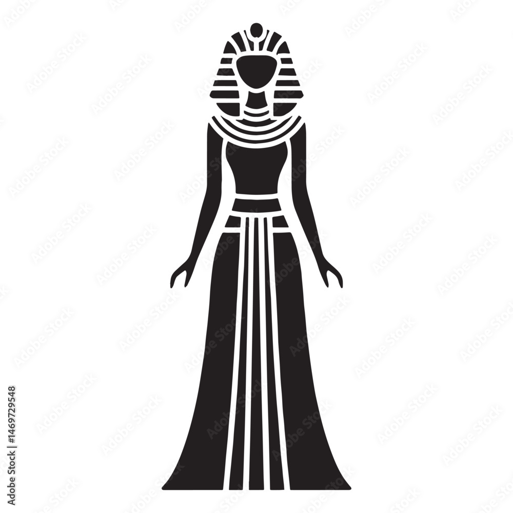 Fototapeta premium Sleek Egyptian Kalasiris dress silhouette with a minimalist design – Egyptian Kalasiris dress vector – Egyptian Kalasiris dress illustration – ladies dress silhouette 