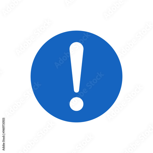 Illustration of a blue circle containing a white exclamation mark symbol in the center of the frame