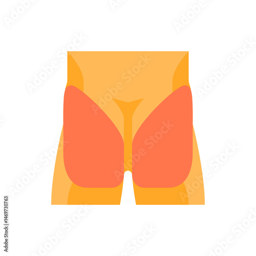 Illustration depicting the lower torso and buttocks region with orange and yellow color scheme design style
