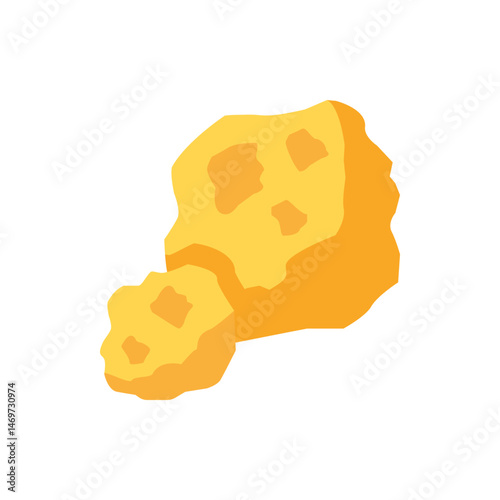 Illustration of two irregular shaped yellow objects with darker yellow spots on a white background