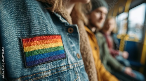 Obraz na płótnie LGBT rainbow flag patch worn proudly in public w salonie
