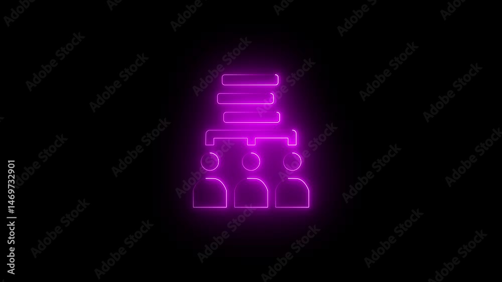 Neon organization chart depicting team structure and company hierarchical levels