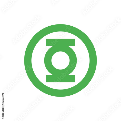 Green lantern logo featuring a stylized lantern symbol centered within a circular green border design