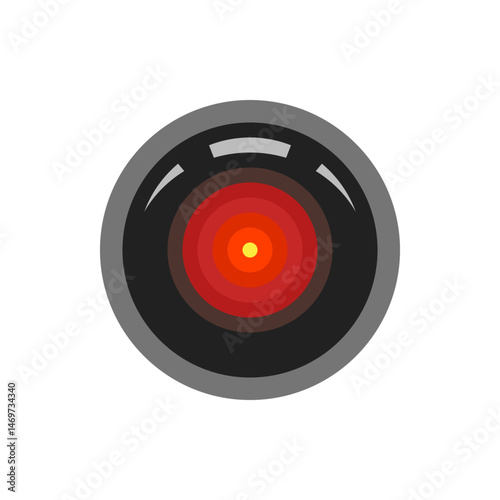 Illustration of a circular object with concentric red and orange circles and a gray outer ring design