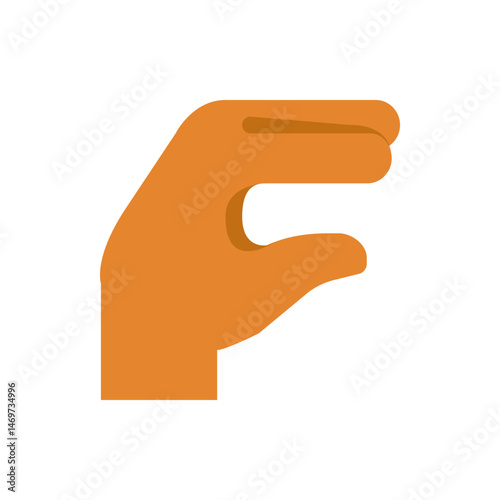 Illustration of a hand gesture with the thumb and index finger close together on a white background view