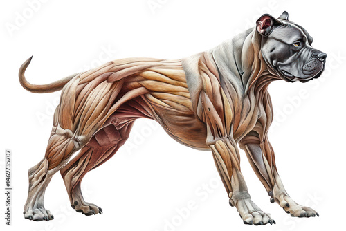 Anatomy Study: A detailed, artistic study revealing the intricate musculature of a powerful canine, highlighting the connection between structure and form.