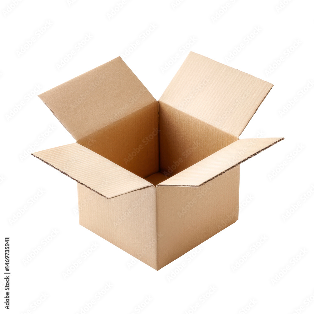 Open Corrugated Cardboard Box Isolated on White Background Open Corrugated Cardboard Box Isolated on White Background