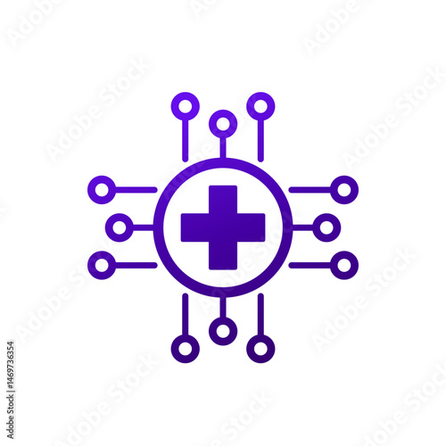 AI in healthcare icon, medical technology and innovation