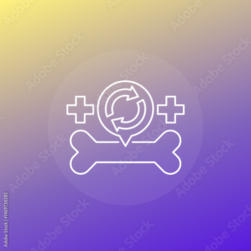 bone fracture recovery icon, fracture healing line design