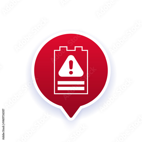 battery warning icon, vector pictogram design