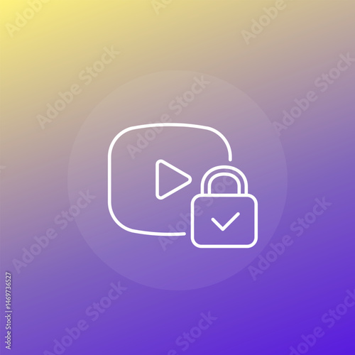 DRM for video icon, copyright protection for content line design