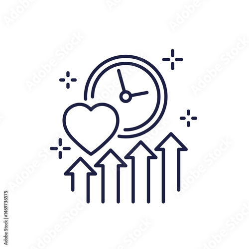 increase lifespan icon, life time extension line vector